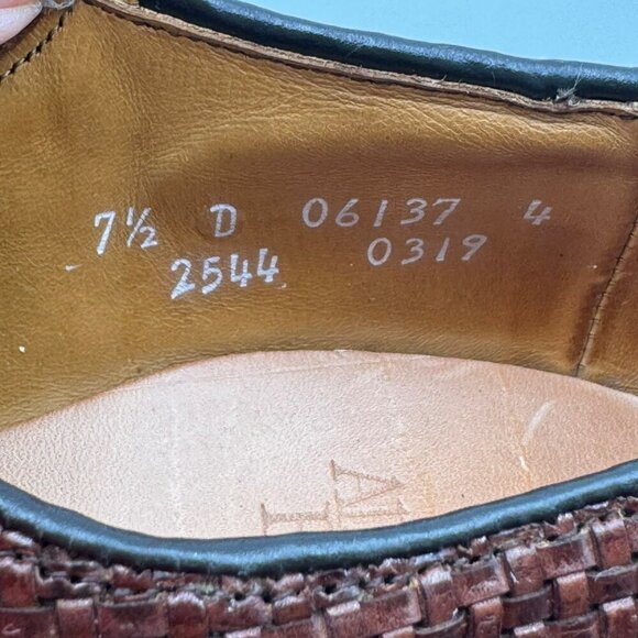 Allen Edmonds Norfolk Woven Leather Oxford Dress Shoes Brown Mens Size 7.5D - Picture 9 of 9